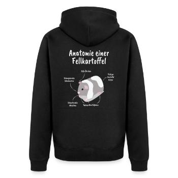 Anatomie Einer Fellkartoffel Meerschwein - Unisex Premium Bio Zip Hoodie - Schwarz - Hinten - Nico (187cm)