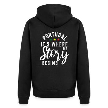 Portugal - Unisex Premium Organic Zip Hoodie - black - Back - Nico (187cm)