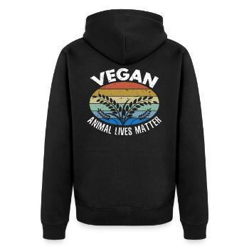 Vegan Animal lives matter Tierschutz Tierrechte - Unisex Premium Bio Zip Hoodie - Schwarz - Hinten - Nico (187cm)