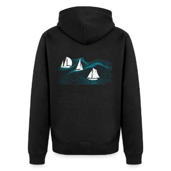 Segeln Seemann - Unisex Premium Bio Zip Hoodie - Schwarz - Hinten - Nico (187cm)