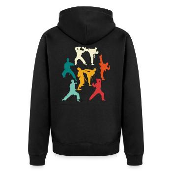 Karate Japan - Unisex Premium Organic Zip Hoodie - black - Back - Nico (187cm)