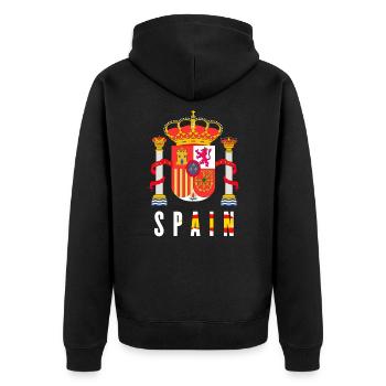 Spanien - Unisex Premium Bio Zip Hoodie - Schwarz - Hinten - Nico (187cm)