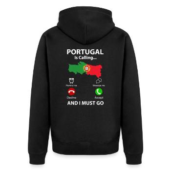 Portugal - Unisex Premium Organic Zip Hoodie - black - Back - Nico (187cm)