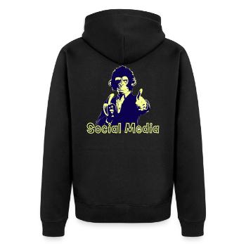 Social media is fake - Unisex Premium Organic Zip Hoodie - black - Back - Nico (187cm)