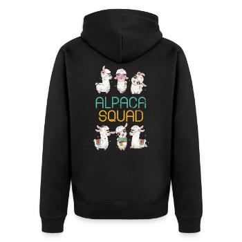 Llama alpaca - Unisex Premium Organic Zip Hoodie - black - Back - Nico (187cm)