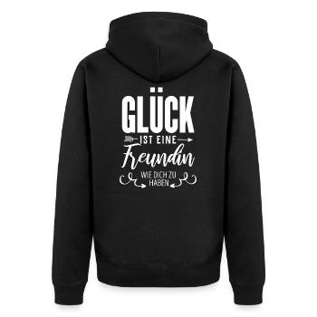 Freundin - Unisex Premium Bio Zip Hoodie - Schwarz - Hinten - Nico (187cm)