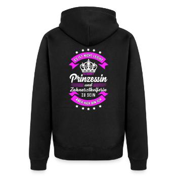 Zahnarzthelferin Zahn Zahnpflege lustig Geschenk - Unisex Premium Bio Zip Hoodie - Schwarz - Hinten - Nico (187cm)