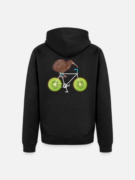 Neuseeland Kiwi Fahrrad - Unisex Premium Bio Zip Hoodie - Schwarz