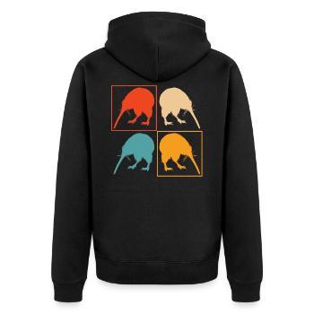 Neuseeland - Unisex Premium Bio Zip Hoodie - Schwarz - Hinten - Nico (187cm)