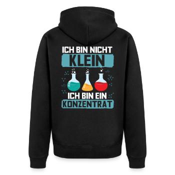 Ich bin nicht klein Ich bin ein Konzentrat Chemie - Unisex Premium Bio Zip Hoodie - Schwarz - Hinten - Nico (187cm)