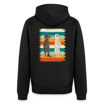 Retro Erdmännchen - Unisex Premium Bio Zip Hoodie - Schwarz - Hinten - Nico (187cm)