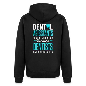 Zahnarzthelferin Zahn Zahnpflege lustig Geschenk - Unisex Premium Bio Zip Hoodie - Schwarz - Hinten - Nico (187cm)