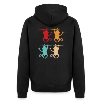 Affe - Unisex Premium Bio Zip Hoodie - Schwarz - Hinten - Nico (187cm)