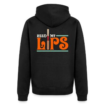 Oboe - Unisex Premium Bio Zip Hoodie - Schwarz - Hinten - Nico (187cm)
