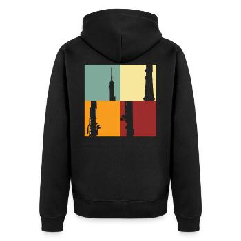 Oboe - Unisex Premium Bio Zip Hoodie - Schwarz - Hinten - Nico (187cm)