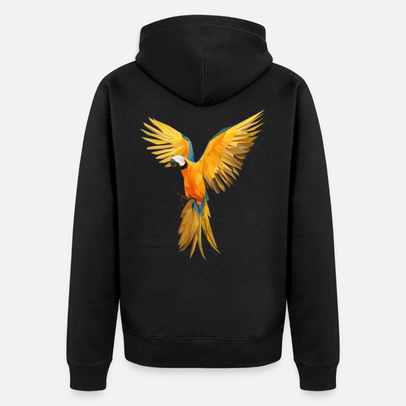 Perroquet low poly - Veste à capuche bio Premium Unisexe - noir