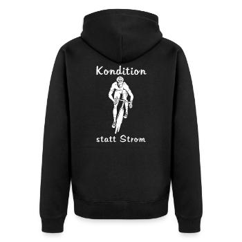 Kondition Statt Strom - Unisex Premium Bio Zip Hoodie - Schwarz - Hinten - Nico (187cm)