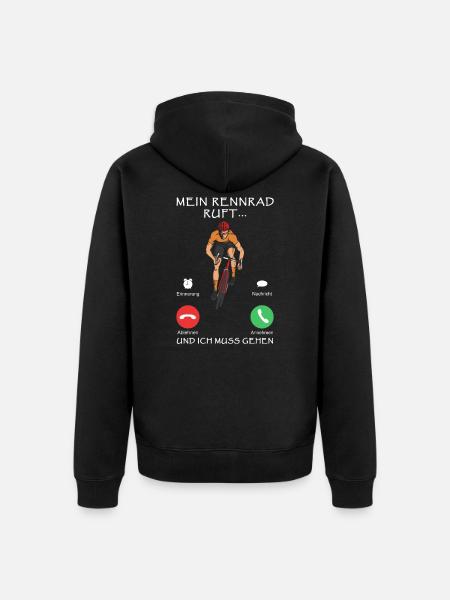 Mein Rennrad Ruft Und Ich Muss Gehen - Unisex Premium Bio Zip Hoodie - Schwarz
