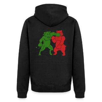 Bull Against Bear - Unisex Premium Organic Zip Hoodie - black - Back - Nico (187cm)