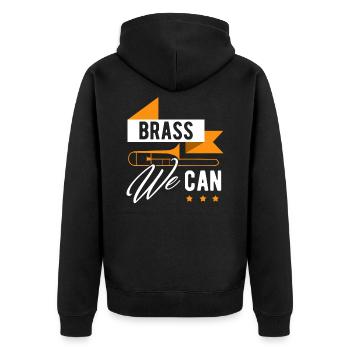 Posaune - Unisex Premium Bio Zip Hoodie - Schwarz - Hinten - Nico (187cm)