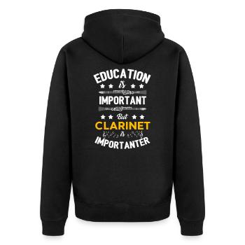 Klarinette - Unisex Premium Bio Zip Hoodie - Schwarz - Hinten - Nico (187cm)