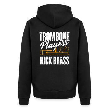 Posaune - Unisex Premium Bio Zip Hoodie - Schwarz - Hinten - Nico (187cm)
