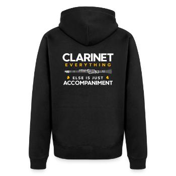 Klarinette - Unisex Premium Bio Zip Hoodie - Schwarz - Hinten - Nico (187cm)