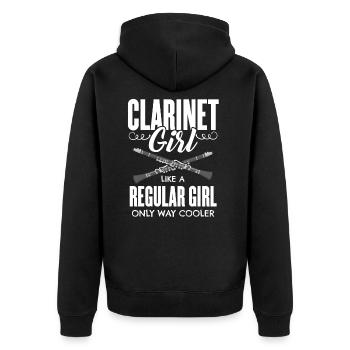 Klarinette - Unisex Premium Bio Zip Hoodie - Schwarz - Hinten - Nico (187cm)