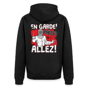 Fechten En Garde prets allez Fechter Degen Florett - Unisex Premium Bio Zip Hoodie - Schwarz - Hinten - Nico (187cm)