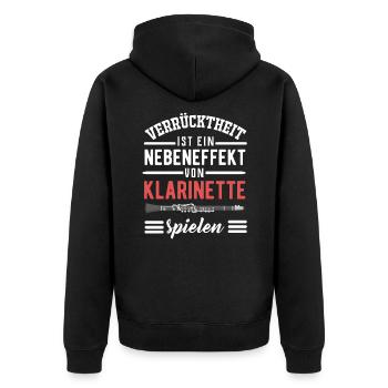 Klarinette - Unisex Premium Bio Zip Hoodie - Schwarz - Hinten - Nico (187cm)