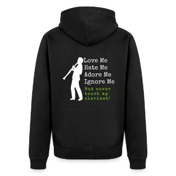 Klarinette - Unisex Premium Bio Zip Hoodie - Schwarz - Hinten - Nico (187cm)