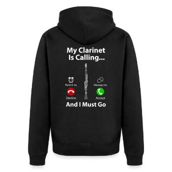 Klarinette - Unisex Premium Bio Zip Hoodie - Schwarz - Hinten - Nico (187cm)