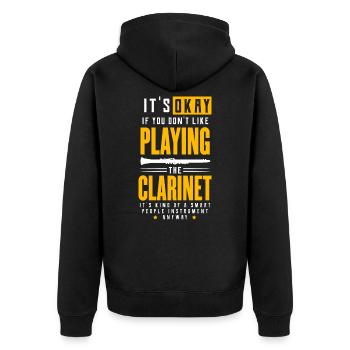 Klarinette - Unisex Premium Bio Zip Hoodie - Schwarz - Hinten - Nico (187cm)