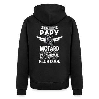 Papy motard moto - Veste à capuche bio Premium Unisexe - noir - Dos - Nico (187cm)