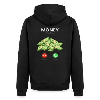 Money Is Calling Money Millionaire Trader - Unisex Premium Organic Zip Hoodie - black - Back - Nico (187cm)