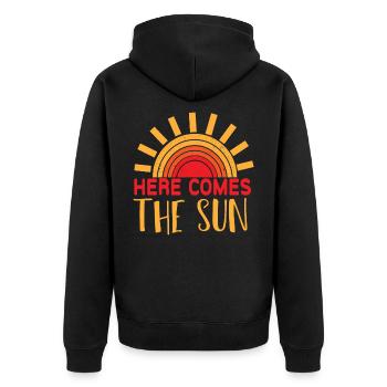 Here comes the sun - Here comes the sun - Unisex Premium Organic Zip Hoodie - black - Back - Nico (187cm)