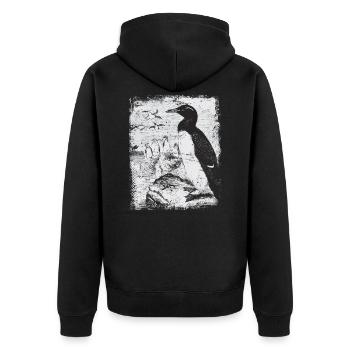 Pinguin Antarktis - Unisex Premium Bio Zip Hoodie - Schwarz - Hinten - Nico (187cm)
