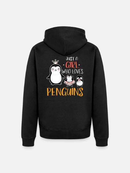 Pinguin Mädchen - Unisex Premium Bio Zip Hoodie - Schwarz