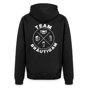 Bräutigam Support Crew Hochzeit Junggeselle - Unisex Premium Bio Zip Hoodie - Schwarz - Hinten - Nico (187cm)