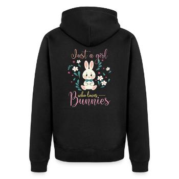 Hare - Unisex Premium Organic Zip Hoodie - black - Back - Nico (187cm)