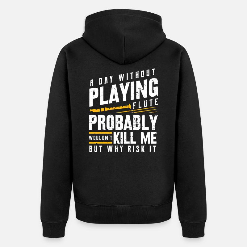 Querflöte - Unisex Premium Bio Zip Hoodie - Schwarz