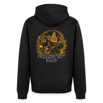 Vegetarisch Vegan Geschenk - Unisex Premium Bio Zip Hoodie - Schwarz - Hinten - Nico (187cm)