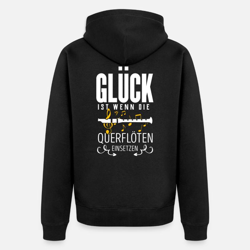 Querflöte - Unisex Premium Bio Zip Hoodie - Schwarz