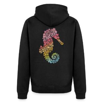 Seepferdchen - Unisex Premium Bio Zip Hoodie - Schwarz - Hinten - Nico (187cm)