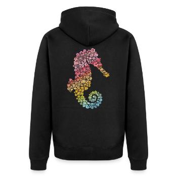 Seepferdchen - Unisex Premium Bio Zip Hoodie - Schwarz - Hinten - Nico (187cm)