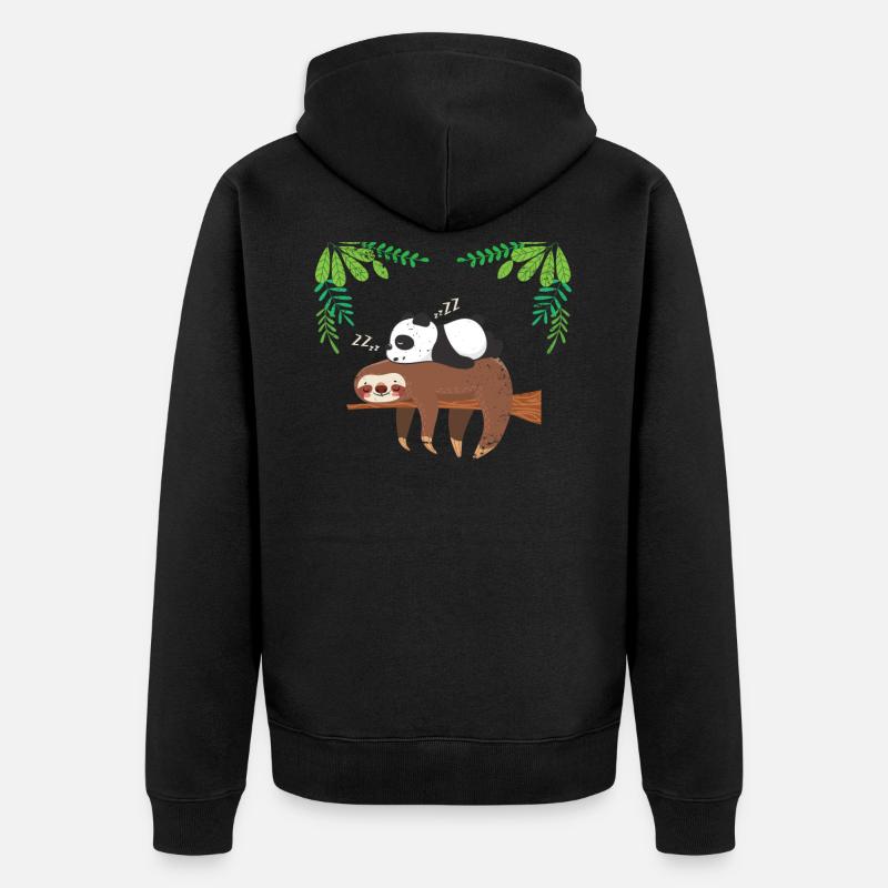 Faultier Panda - Unisex Premium Bio Zip Hoodie - Schwarz