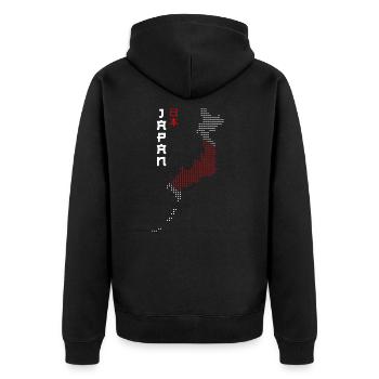 Japan - Unisex Premium Bio Zip Hoodie - Schwarz - Hinten - Nico (187cm)