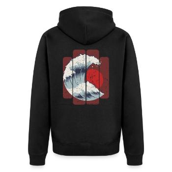 Japan - Unisex Premium Bio Zip Hoodie - Schwarz - Hinten - Nico (187cm)