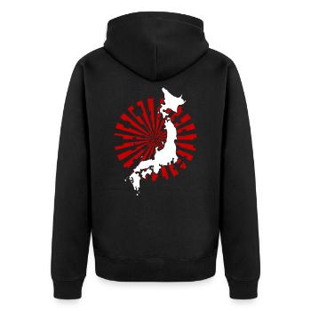 Japan - Unisex Premium Bio Zip Hoodie - Schwarz - Hinten - Nico (187cm)