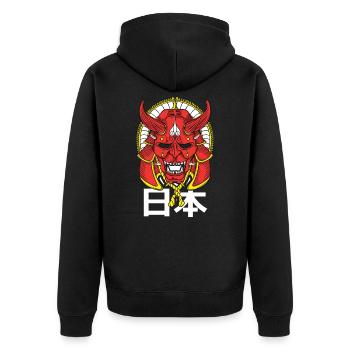 Japan - Unisex Premium Bio Zip Hoodie - Schwarz - Hinten - Nico (187cm)